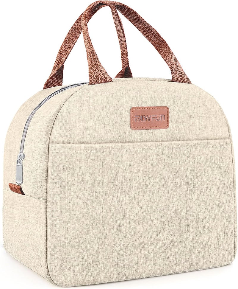 Easyfun Lunch Bag for Women & Men Adult Insulated Lunch Box, Small Leakproof Cooler Food Lunch Containers Reusable High Capacity Lunch Tote Bags for Work, Travel, Outdoor (Beige) - Image 1